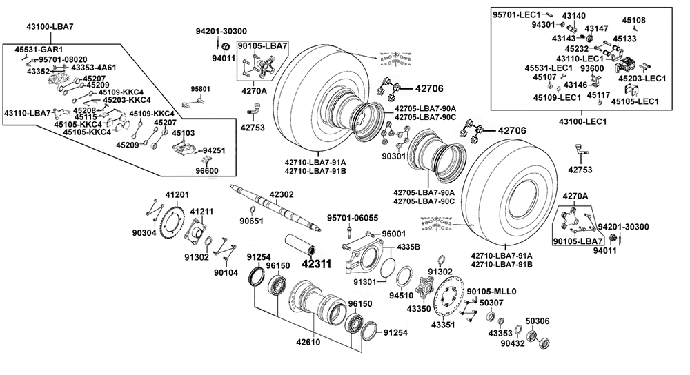 Räder hinten, Antrieb mit Bremse