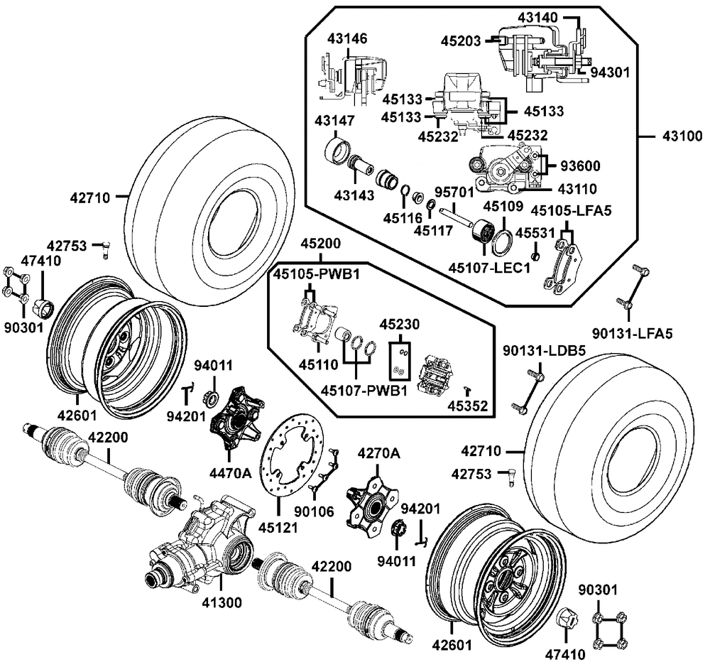 Räder hinten mit Bremse