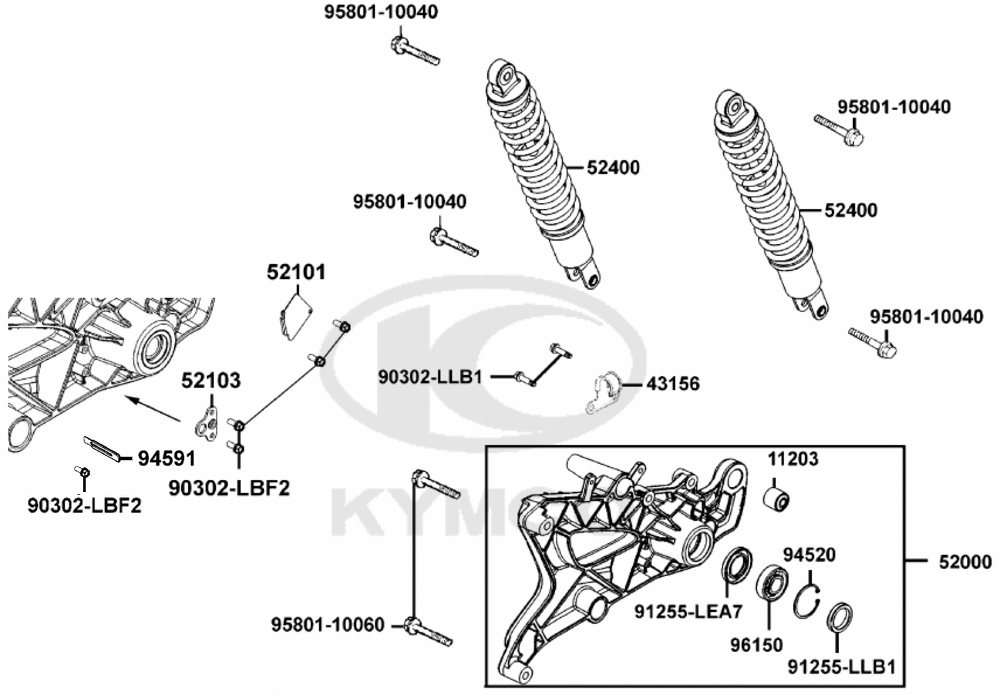 Stoßdämpfer hinten & Schwingarm