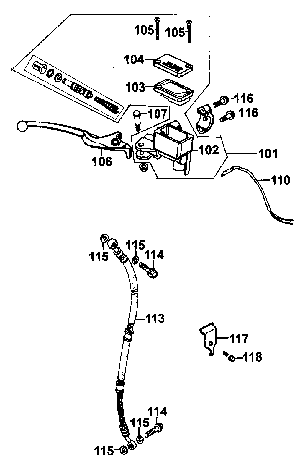 Hauptbremszylinder & Bremsschlauch vorn