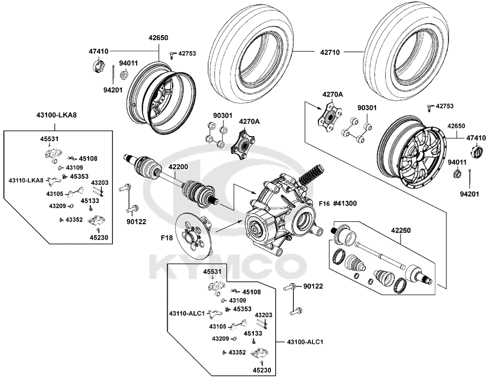 Räder hinten mit Bremse & Antriebswelle