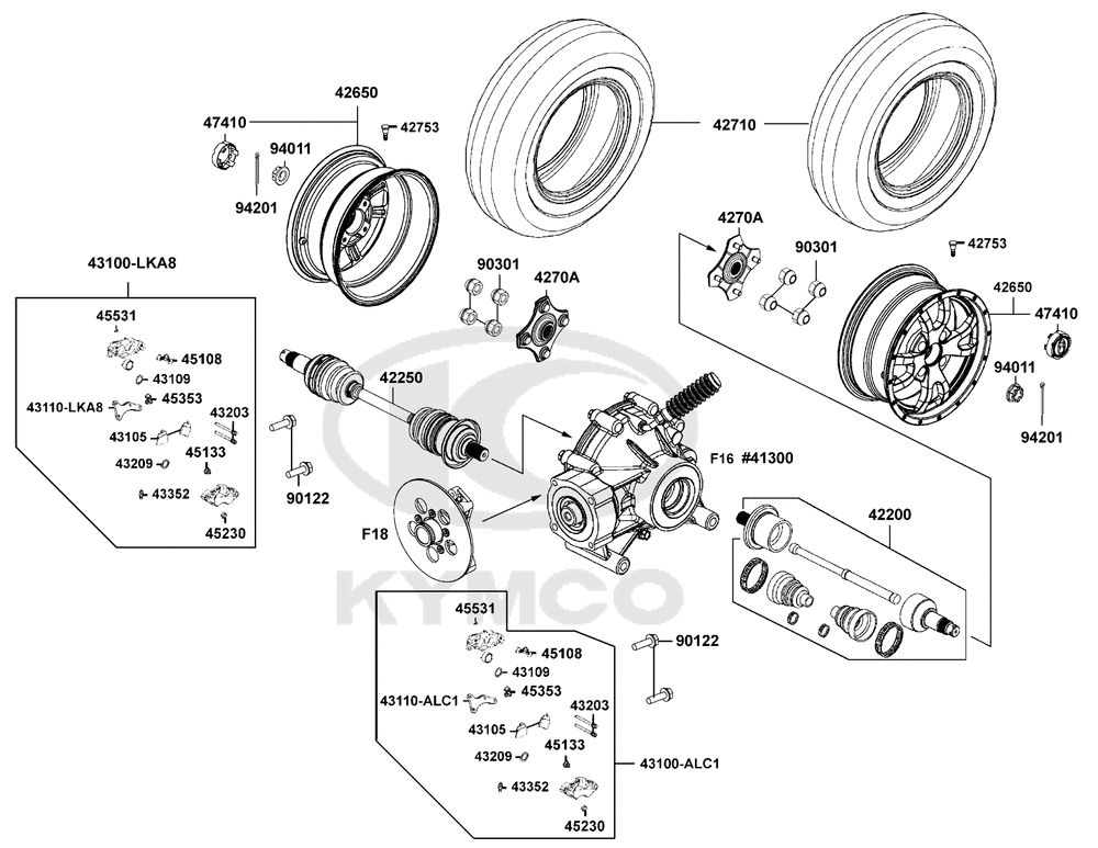 Räder hinten mit Bremse & Antriebswelle