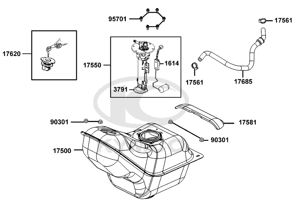 Tank, Benzinpumpe & Tankschloss