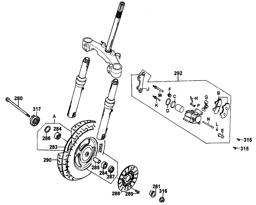 Vorderrad mit Bremssattel