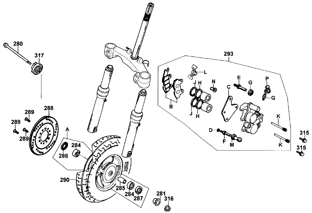 Vorderrad mit Bremssattel